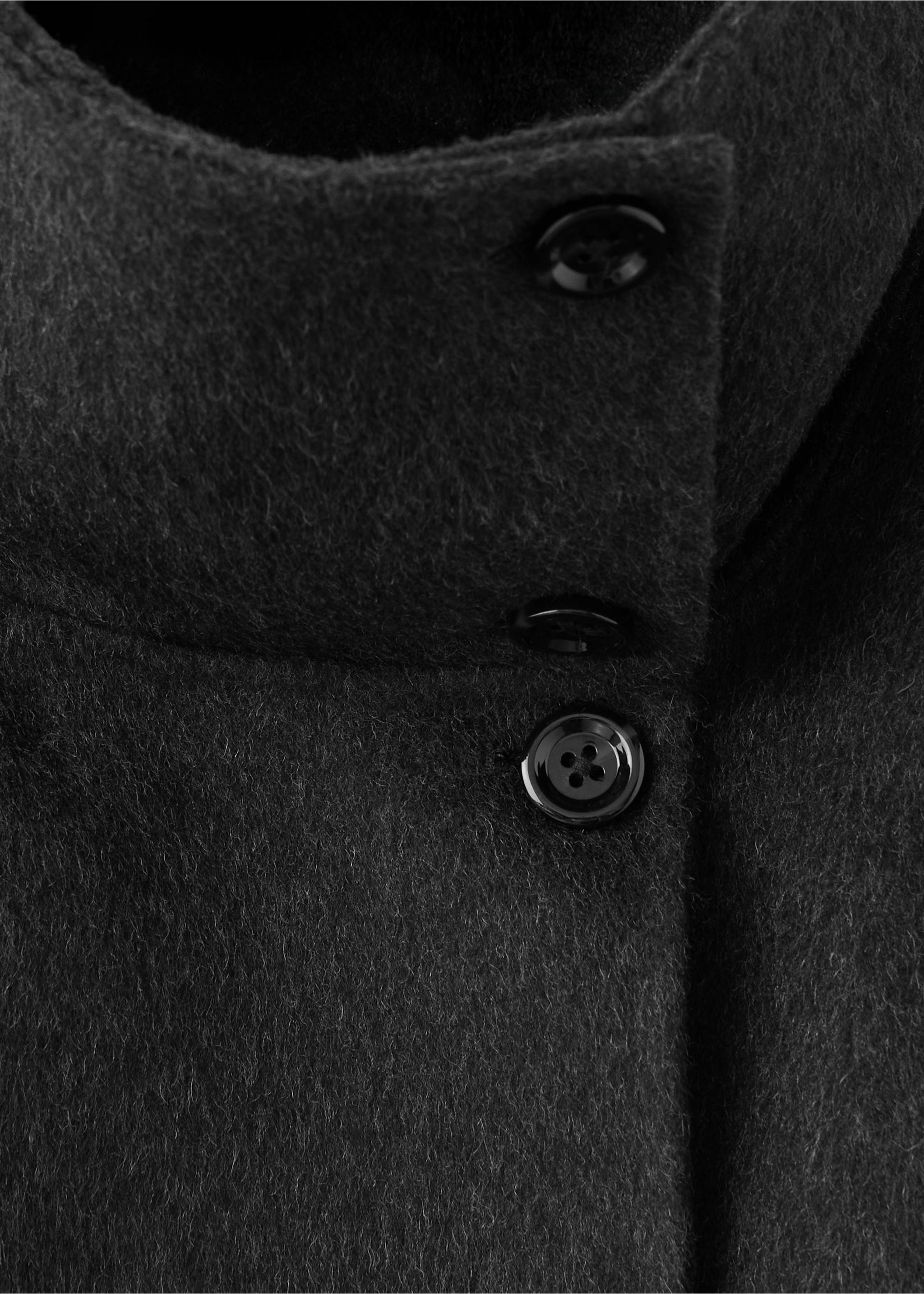 Wool funnel-neck jacket - Details of the article 0, Dark Heather Grey. Ref: 37045841-00.