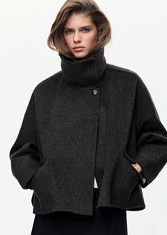 Wool cardigan with collar — Dark Heather Grey 12