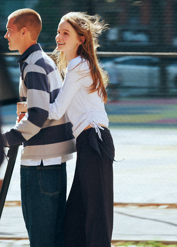 Pinstripe bandana trousers — Navy