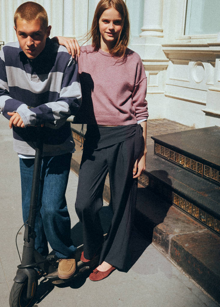 Pinstripe bandana trousers — Navy