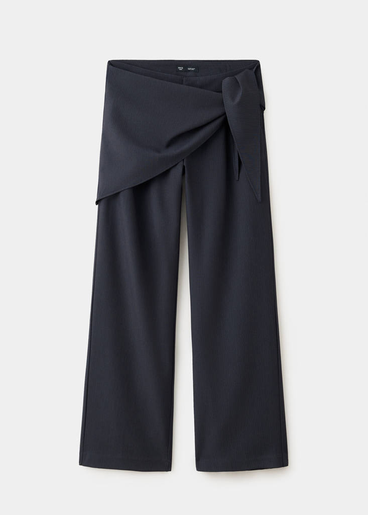 Mango Pantalon Fines Rayures Bandana In Bleu Marine