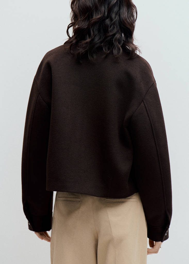 Wool jacket with shirt collar — Chocolate
