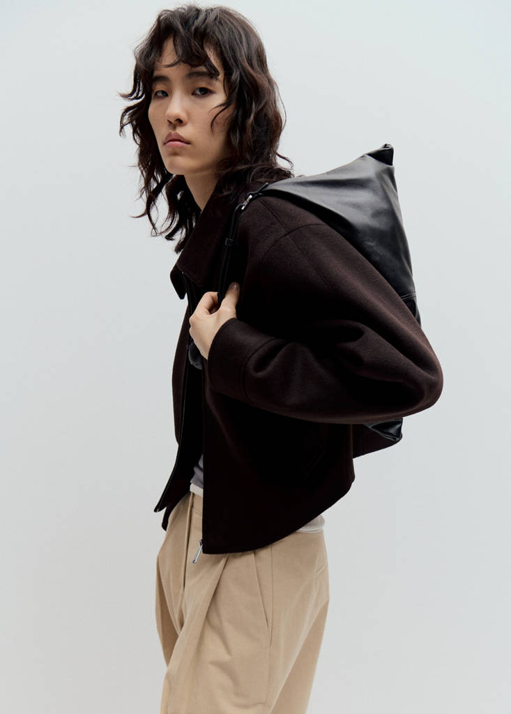 Wool jacket with shirt collar — Chocolate