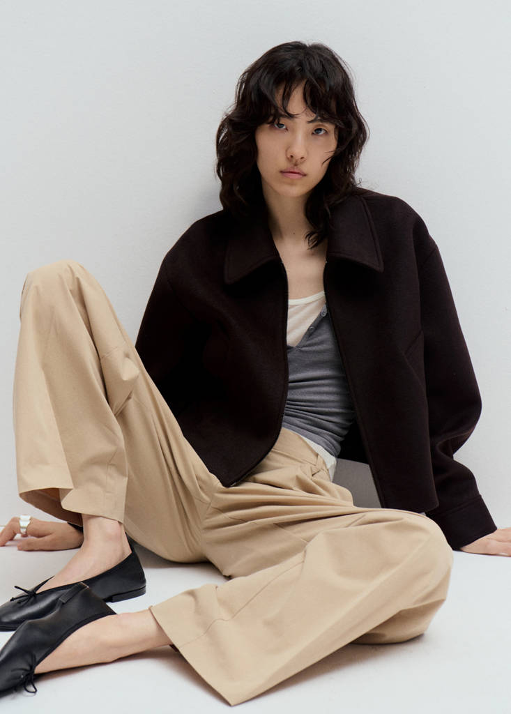 Wool jacket with shirt collar — Chocolate