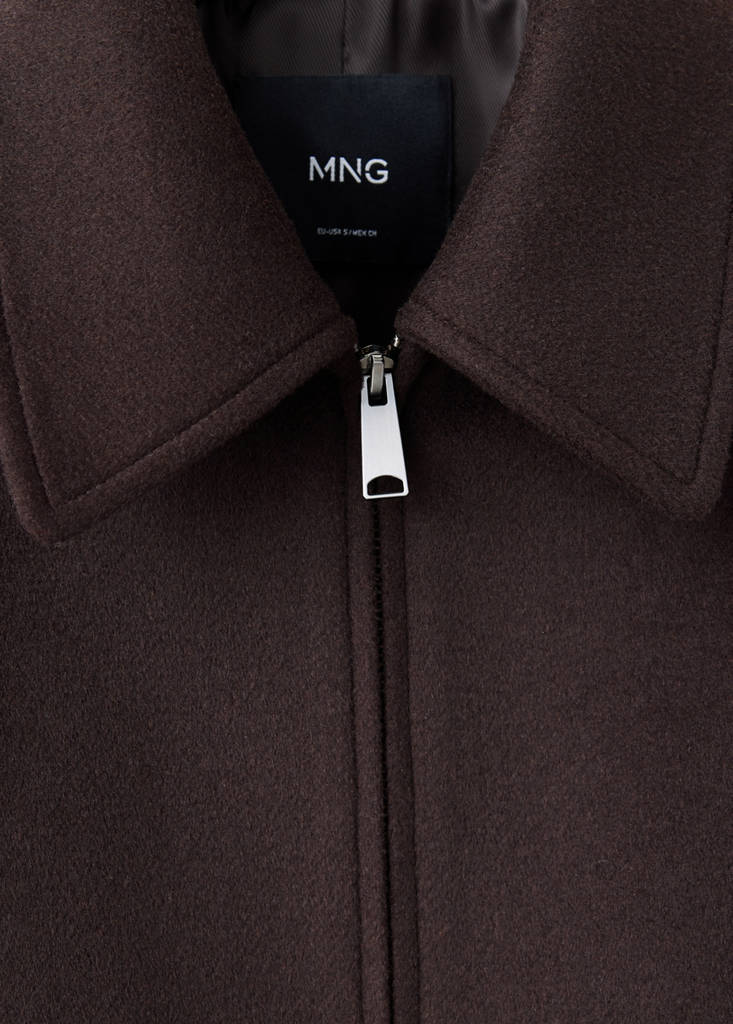 Wool jacket with shirt collar — Chocolate