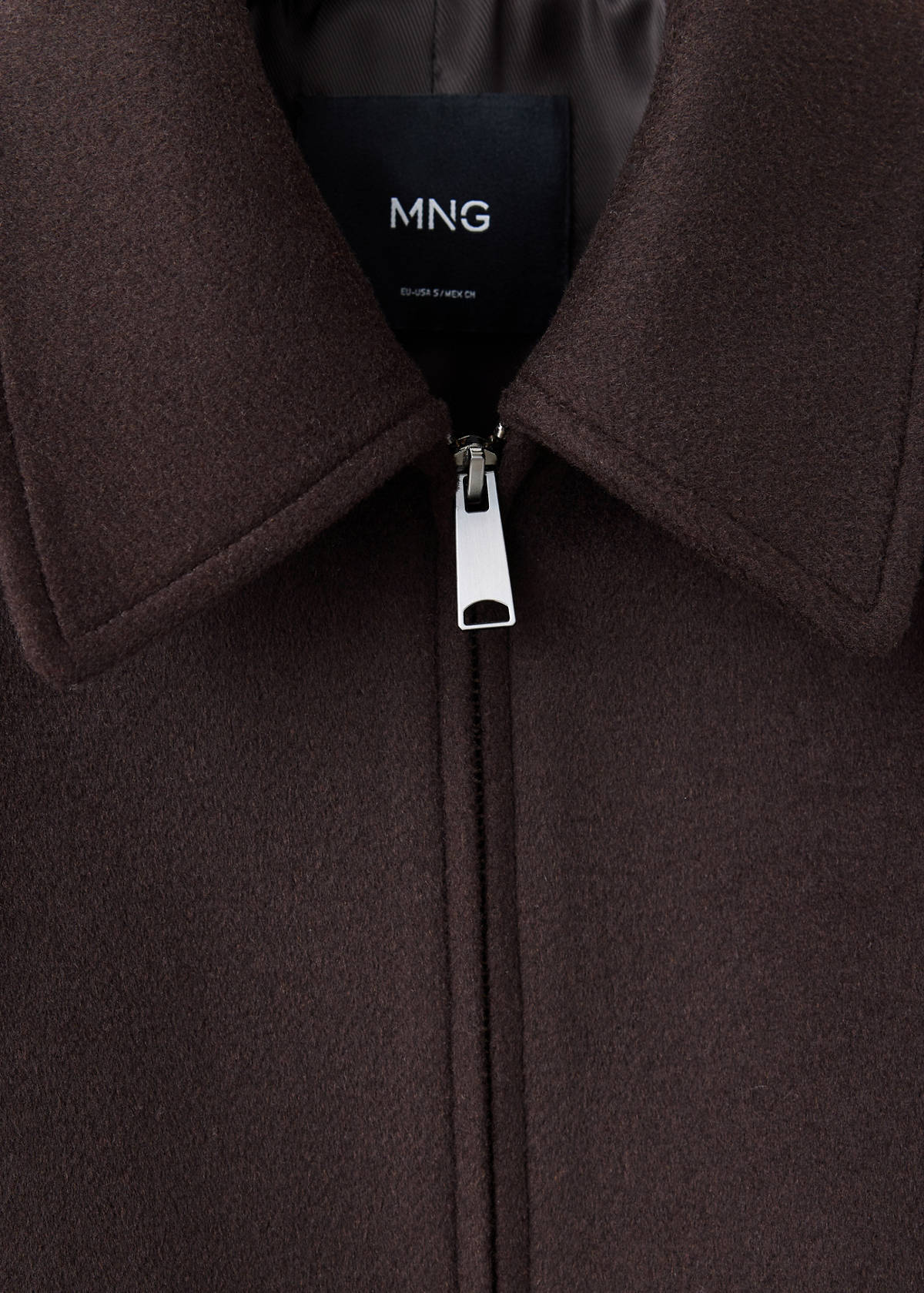 Wool jacket with shirt collar — Chocolate