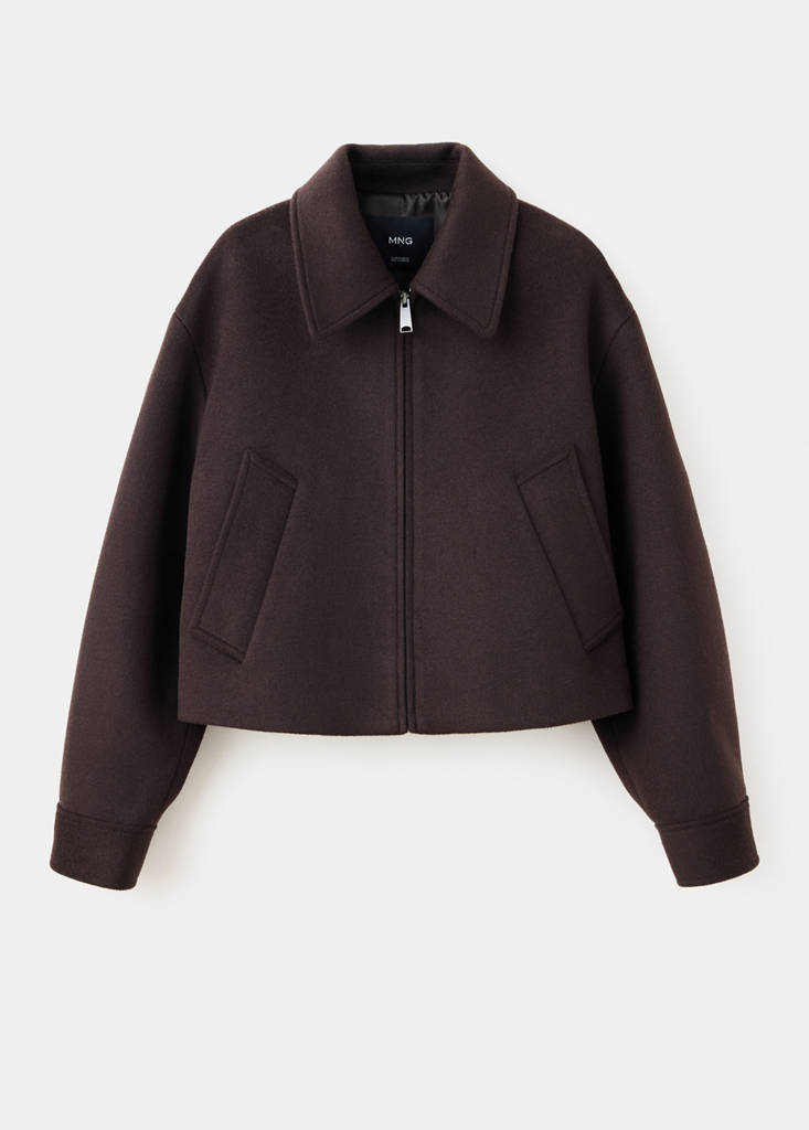 Wool jacket with shirt collar — Chocolate