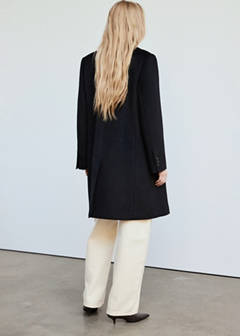Double-breasted wool coat — Black 3