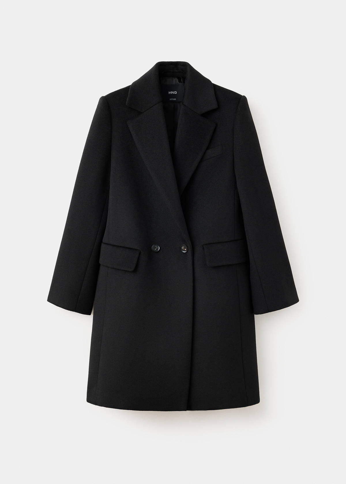 Double-breasted wool coat — Black