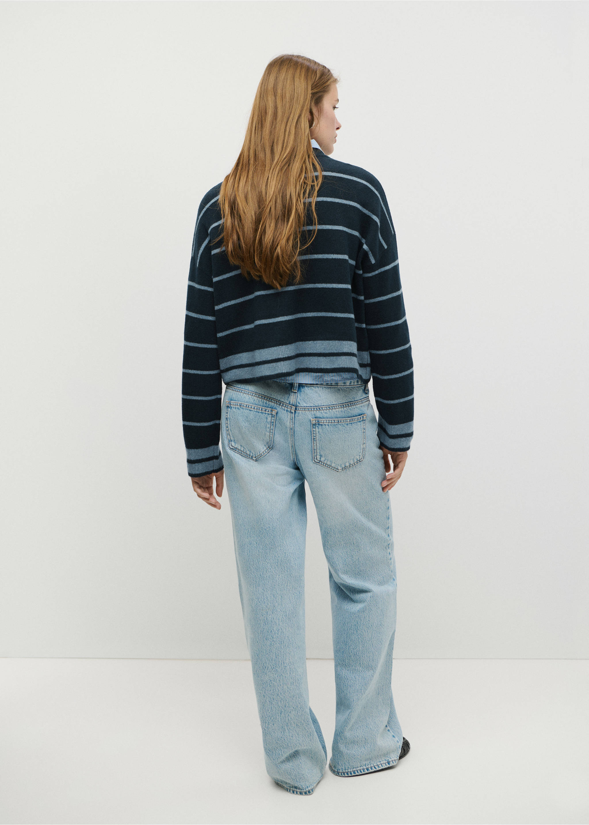 Contrasting stripes sweater - Reverse of the article, Navy. Ref: 37045847-00.
