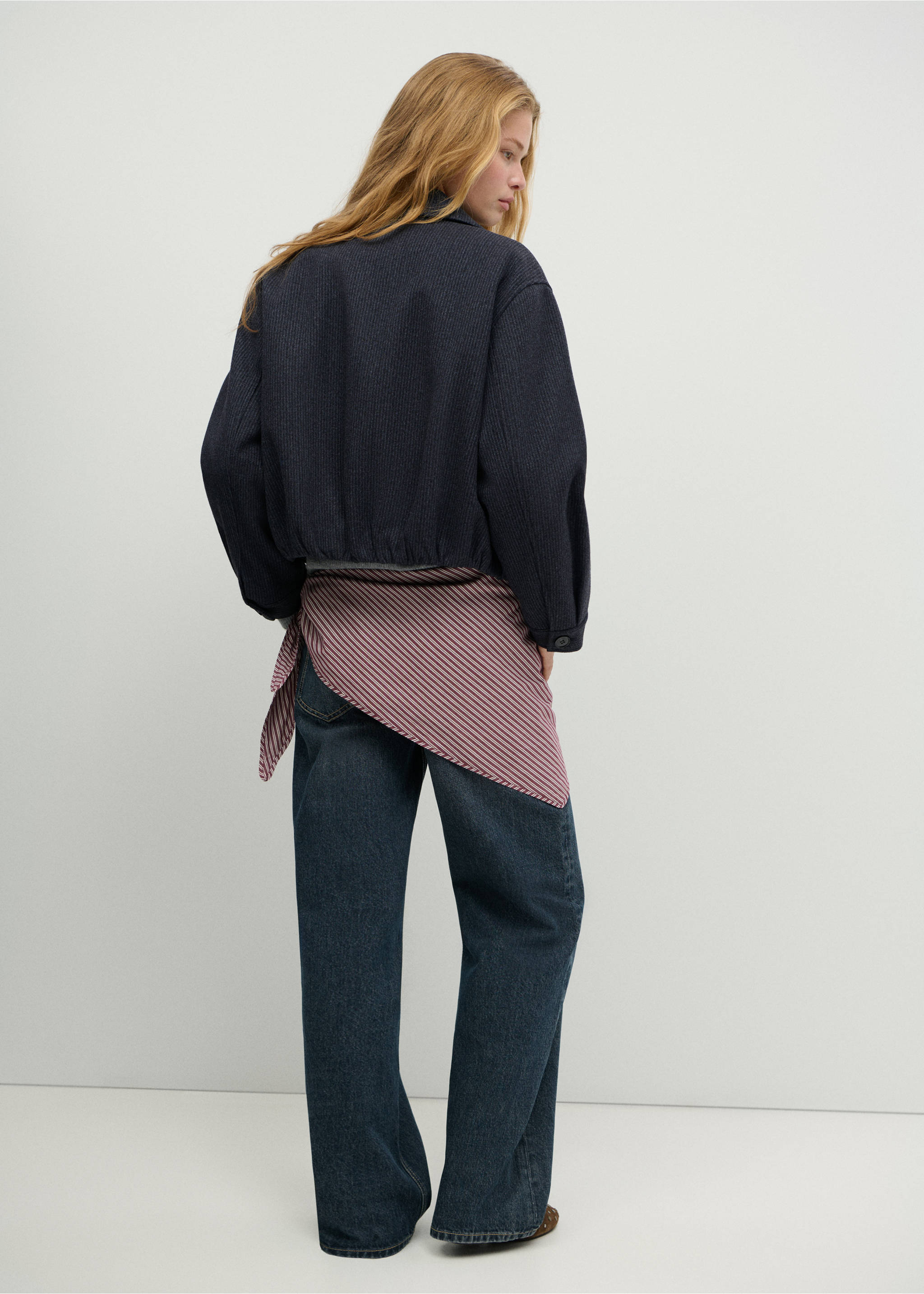 Bomber-style coat - Reverse of the article, Navy. Ref: 37045848-00.