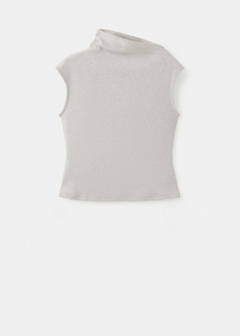 High-neck ruched T-shirt — Sand 6
