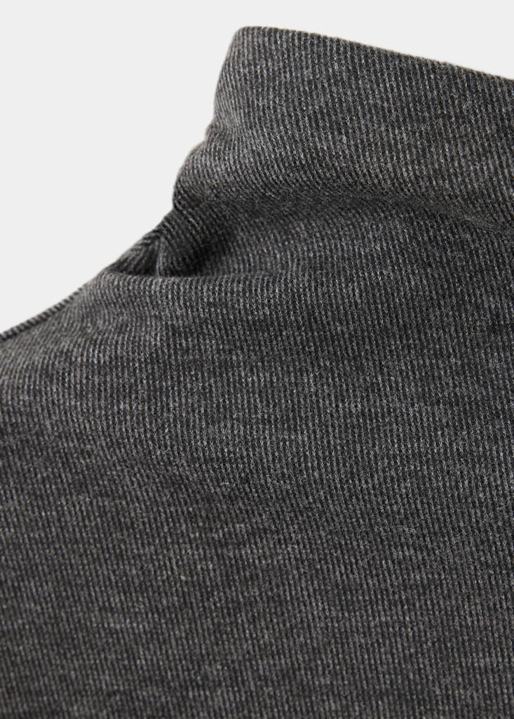 High-neck ruched T-shirt — Dark Heather Grey