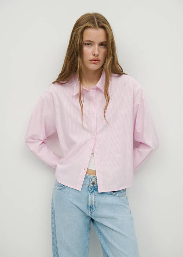 Striped cotton shirt — Pink