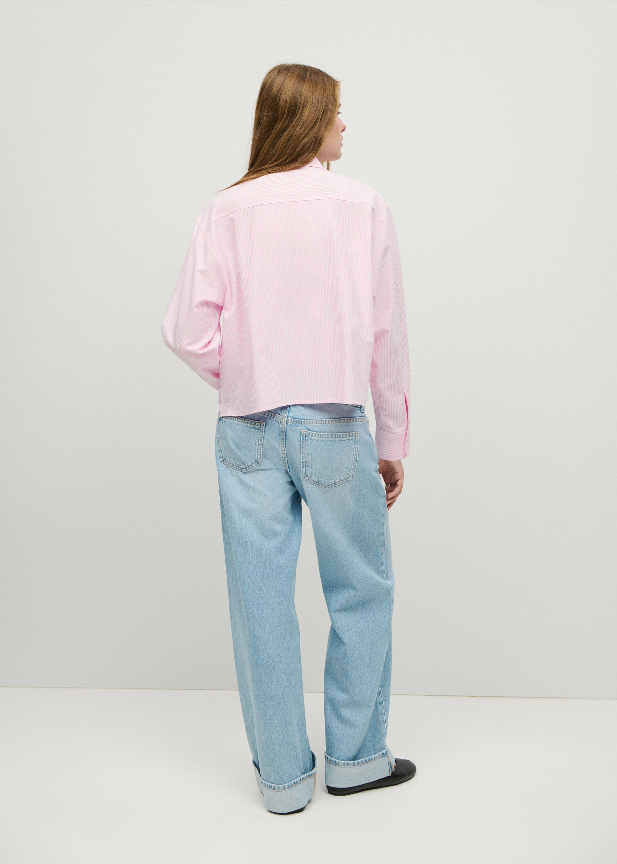 Striped cotton shirt - Reverse of the article, Pink. Ref: 37045850-00.