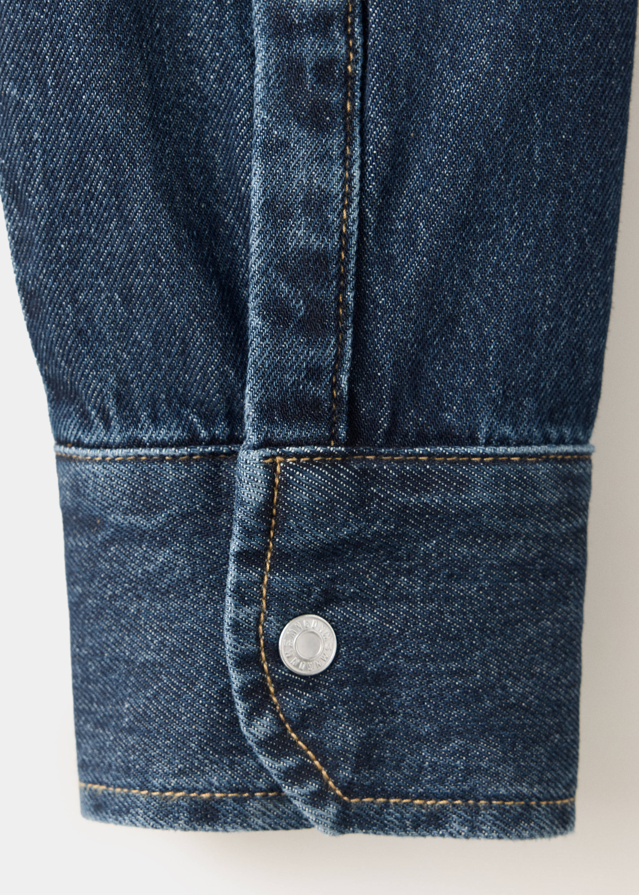 Cotton denim shirt with chest pocket - Details of the article 0