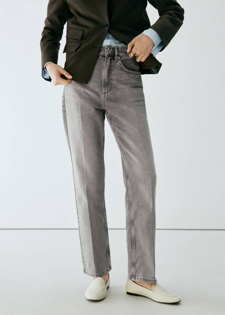 High waist straight jeans — Denim Grey