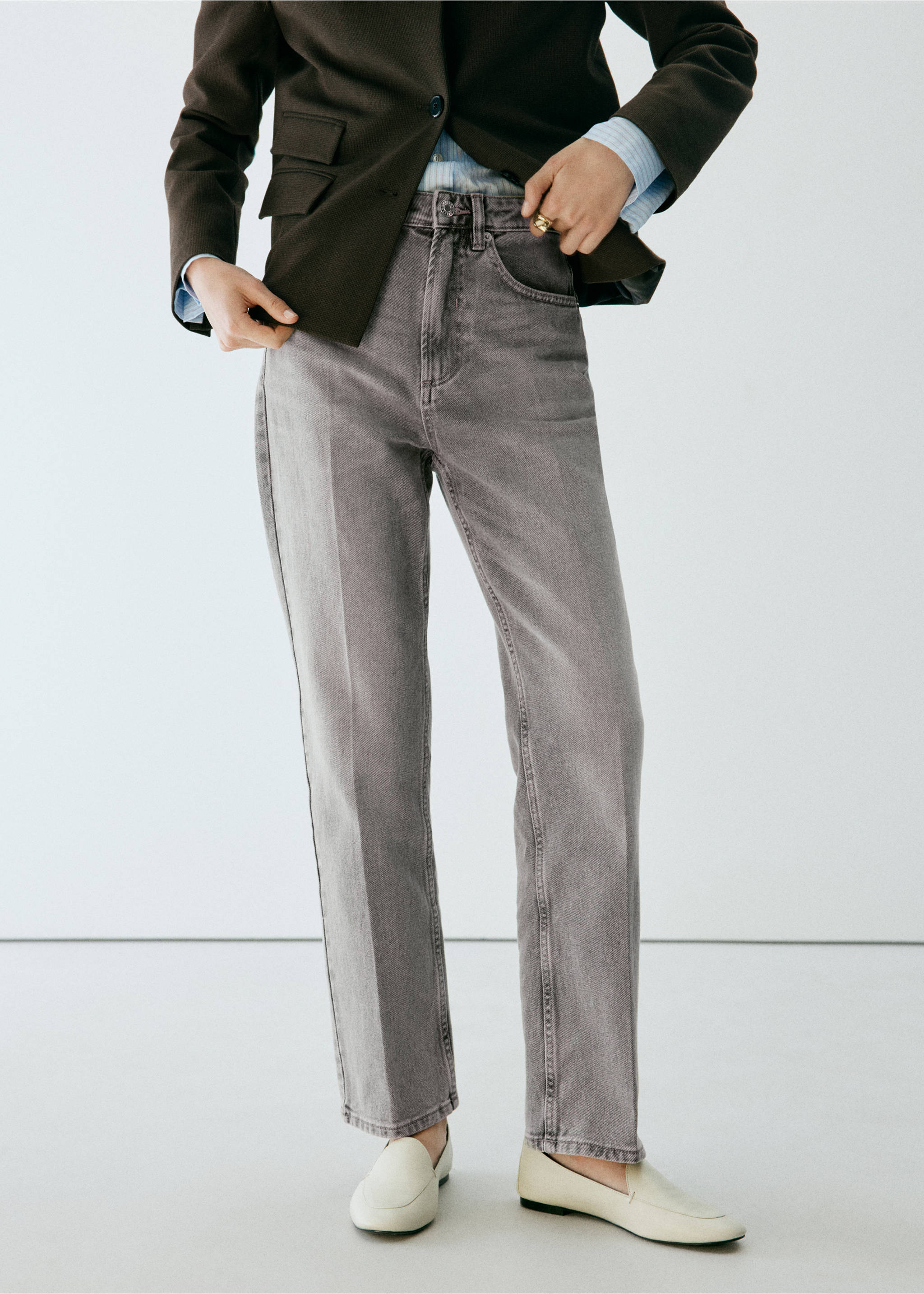 High waist jeans - Medium plane, Denim Grey. Ref: 37045852-00.