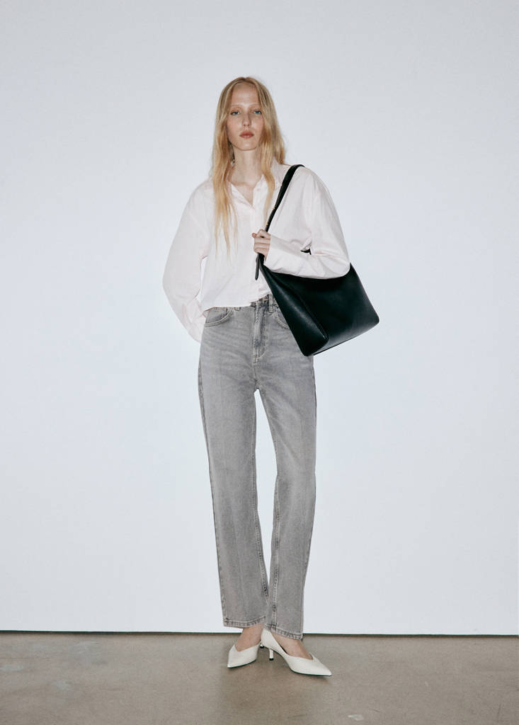 High waist straight jeans — Denim Grey