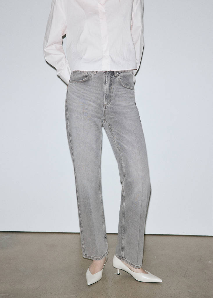 High waist straight jeans — Denim Grey