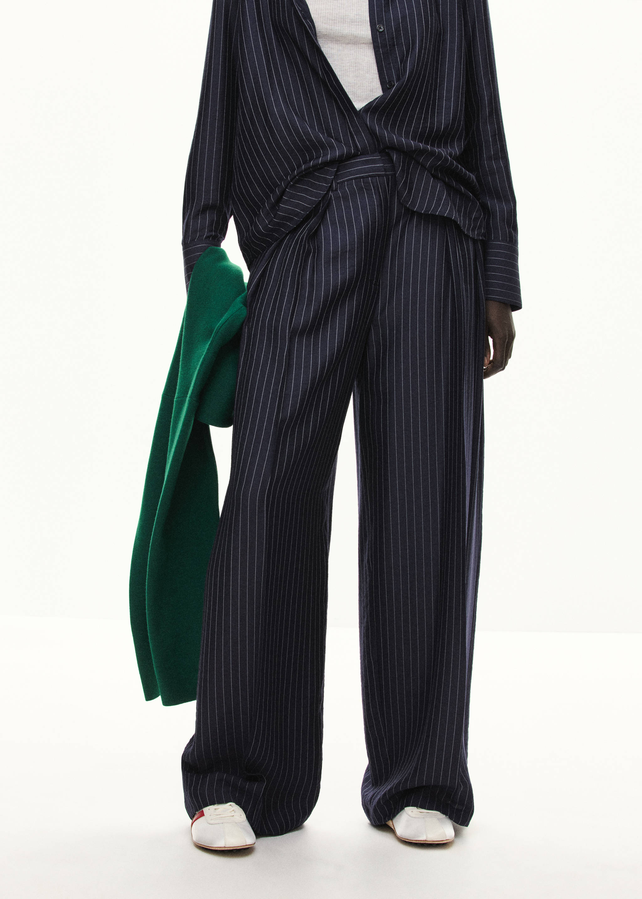 Pinstripe wide leg trousers - Medium plane
