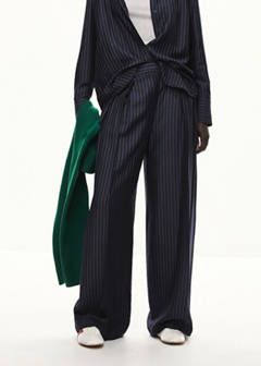 Pinstripe wide leg trousers — Navy 1