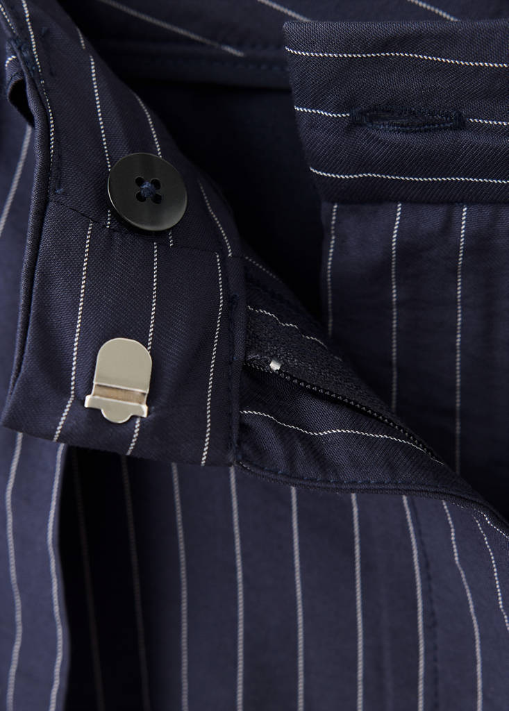 Pinstripe wide leg trousers — Navy