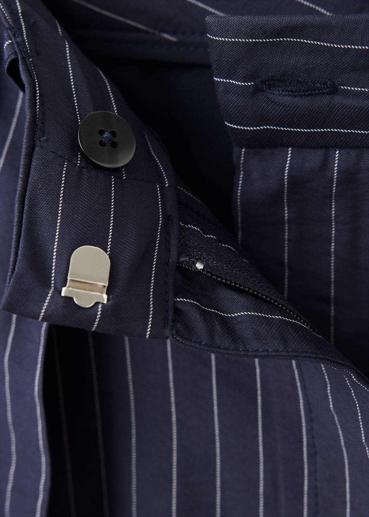 Pinstripe wide leg trousers — Navy