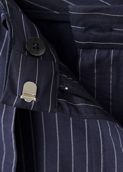 Pinstripe wide leg trousers — Navy 6