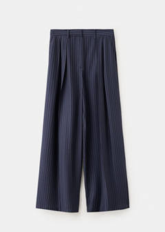Pinstripe wide leg trousers — Navy 5