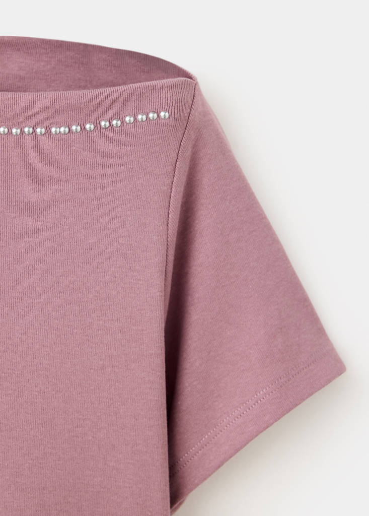 T-shirt with stud detailing — Pastel Pink