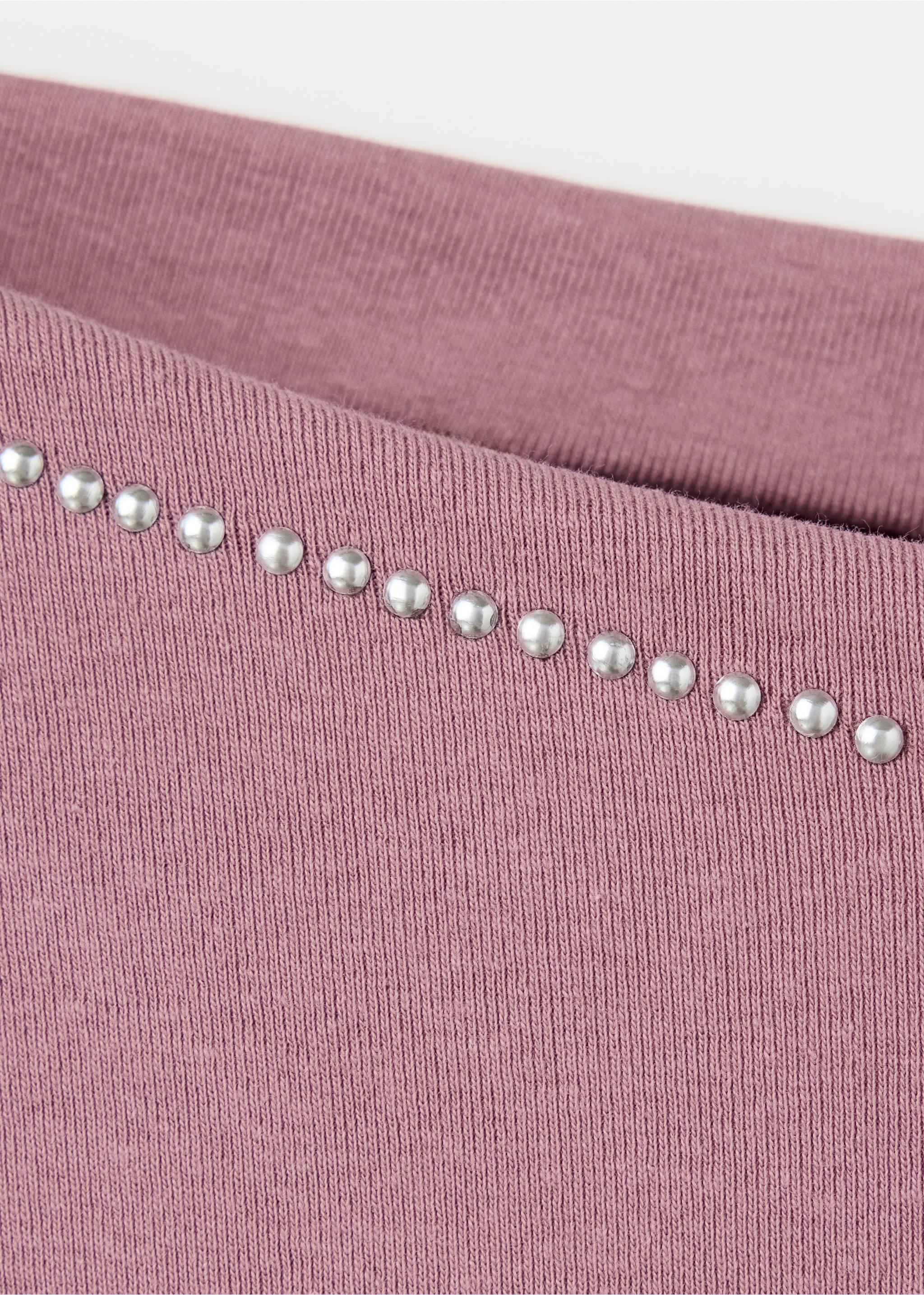 T-shirt with stud detailing - Details of the article 0, Pastel Pink. Ref: 37045857-00.