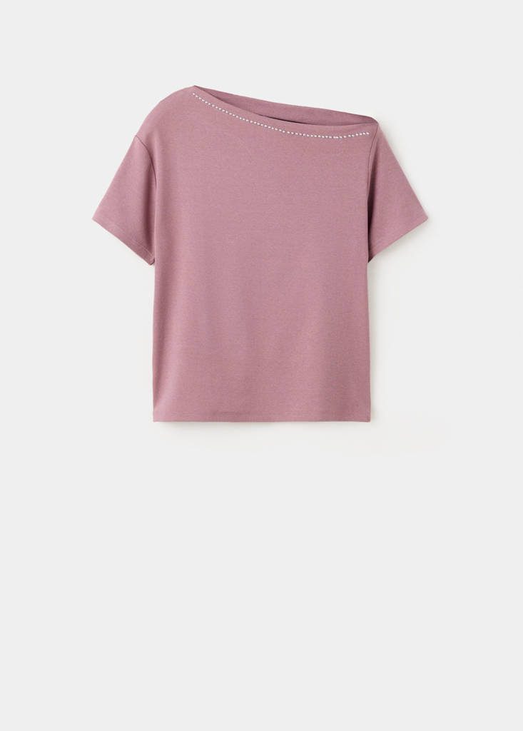 T-shirt with stud detailing — Pastel Pink