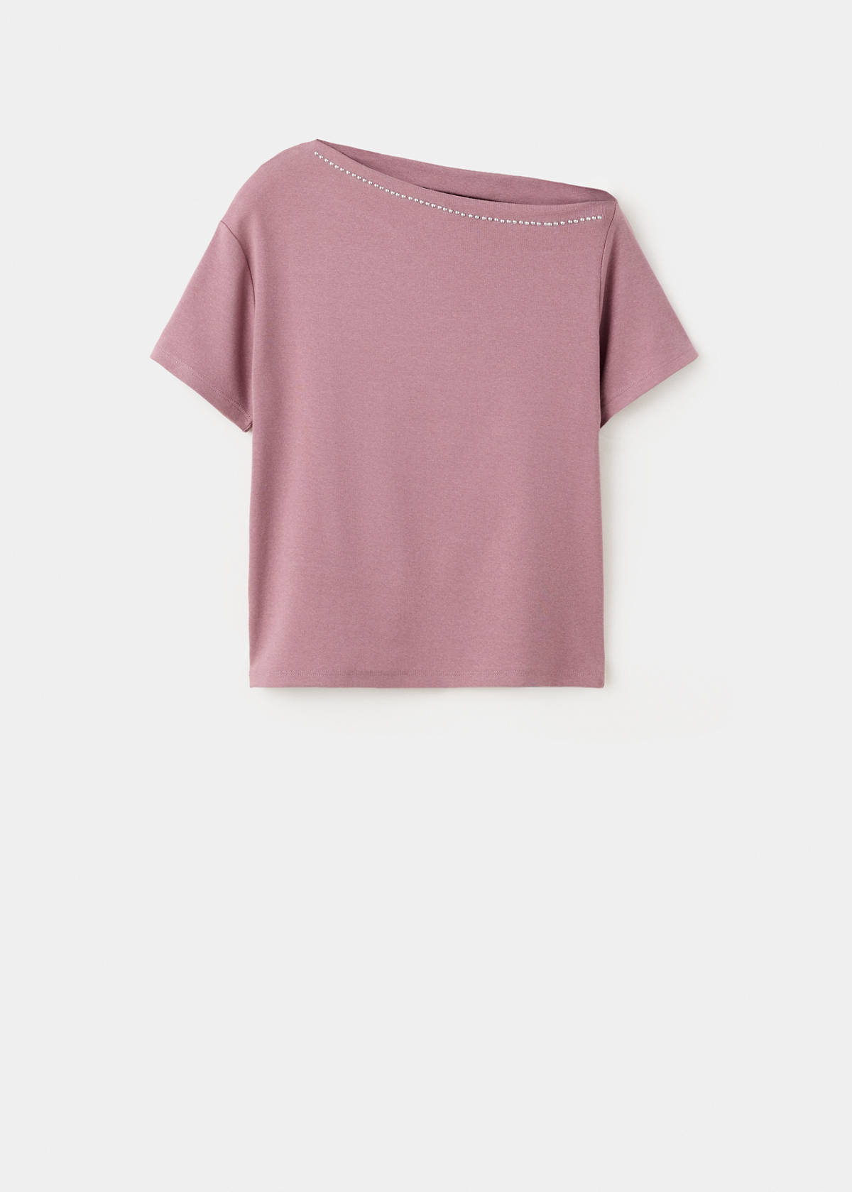 T-shirt with stud detailing — Pastel Pink