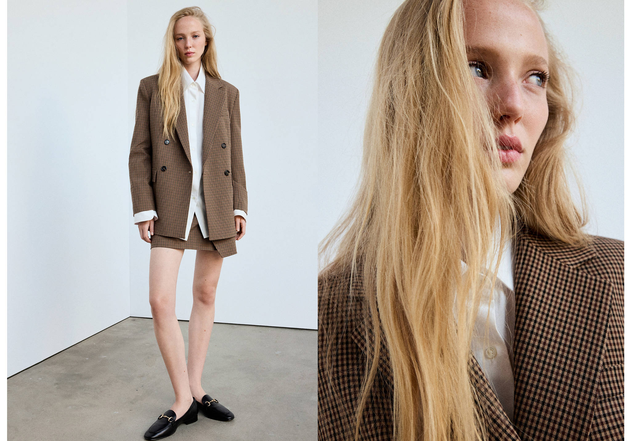 Blazer pied-de-poule revers - Plan panoramique