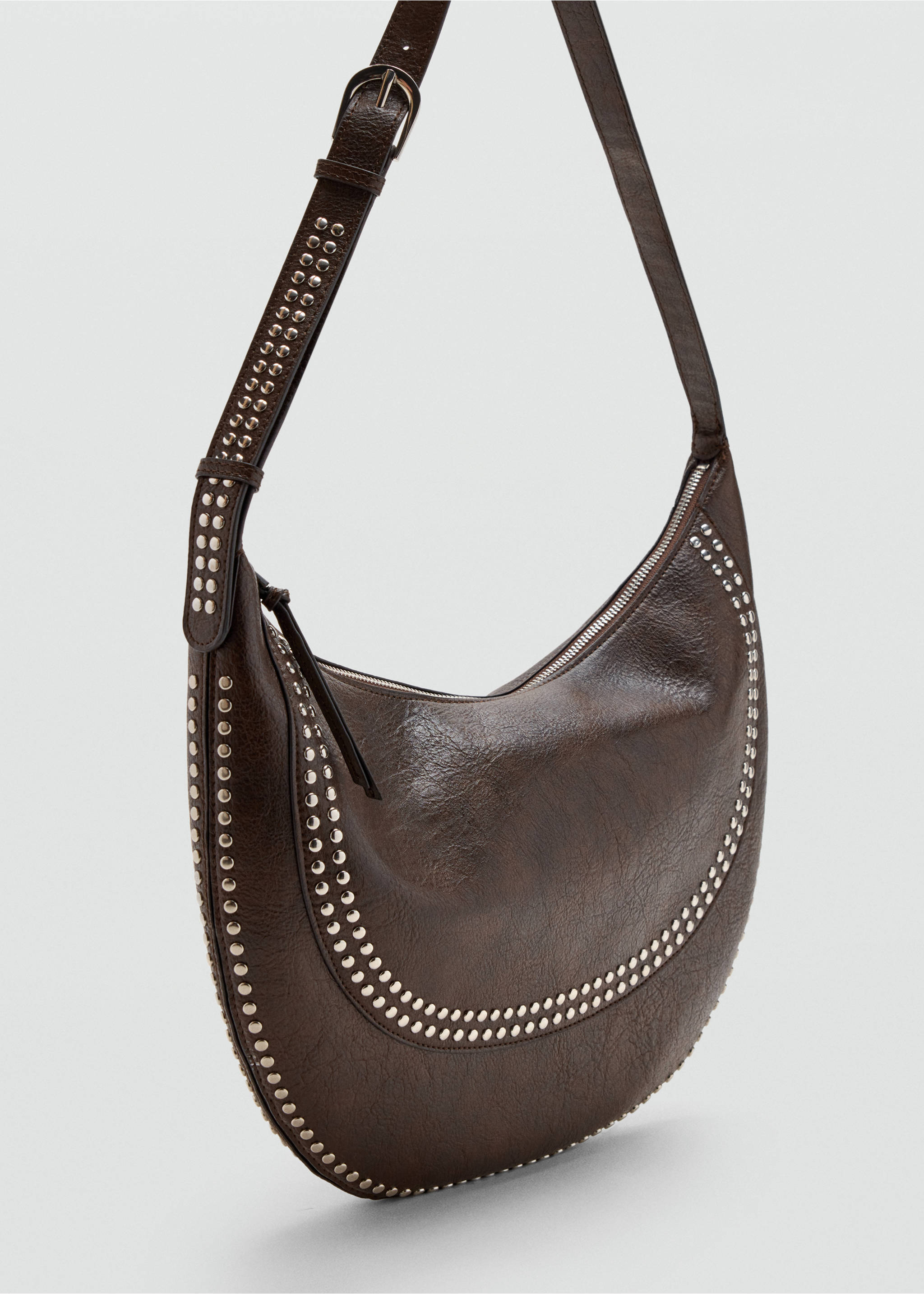 Studded shoulder bag - Medium plane, Chocolate. Ref: 37045866-00.