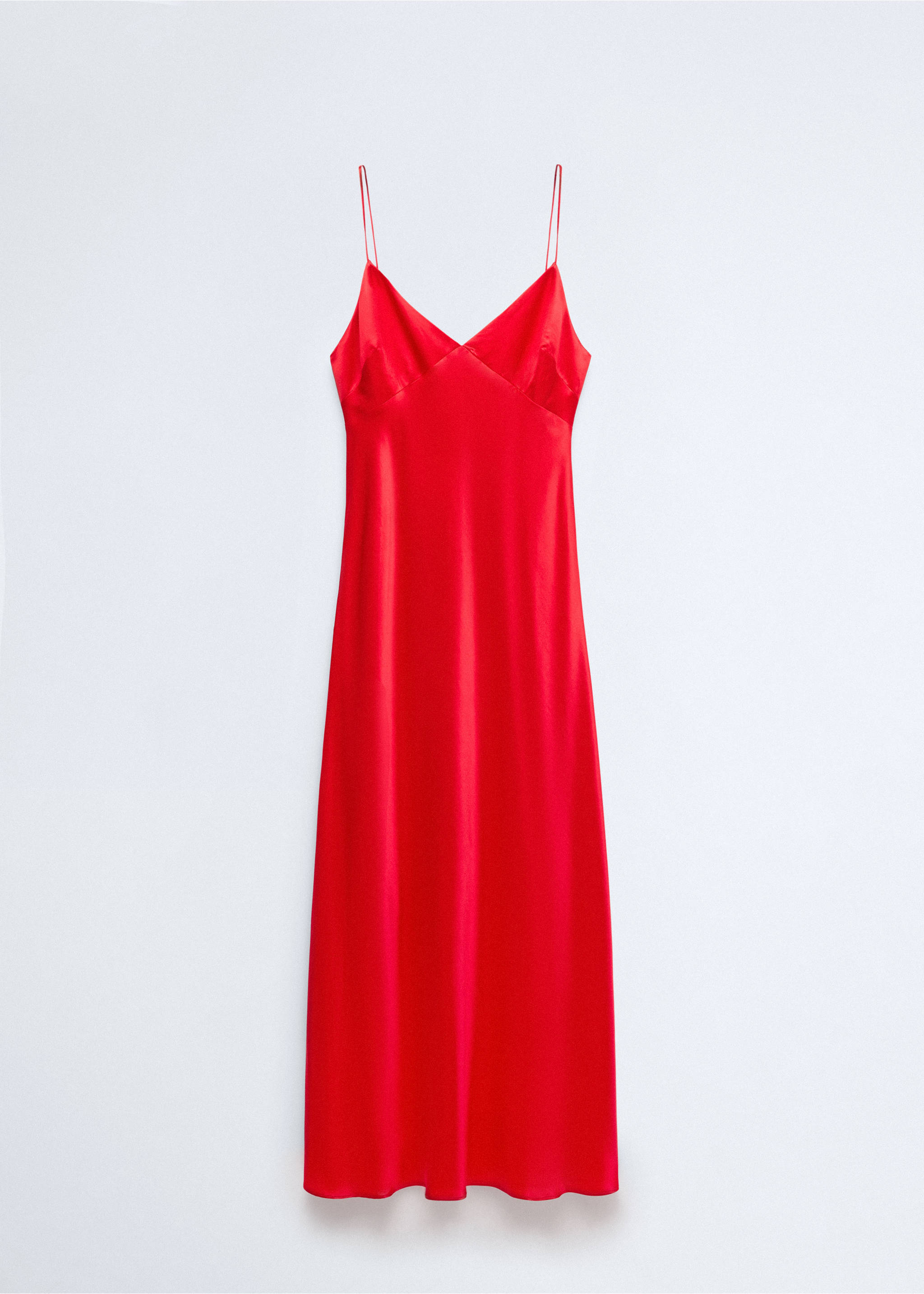 Silk V-neck dress - Article without model, Red. Ref: 37045867-00.