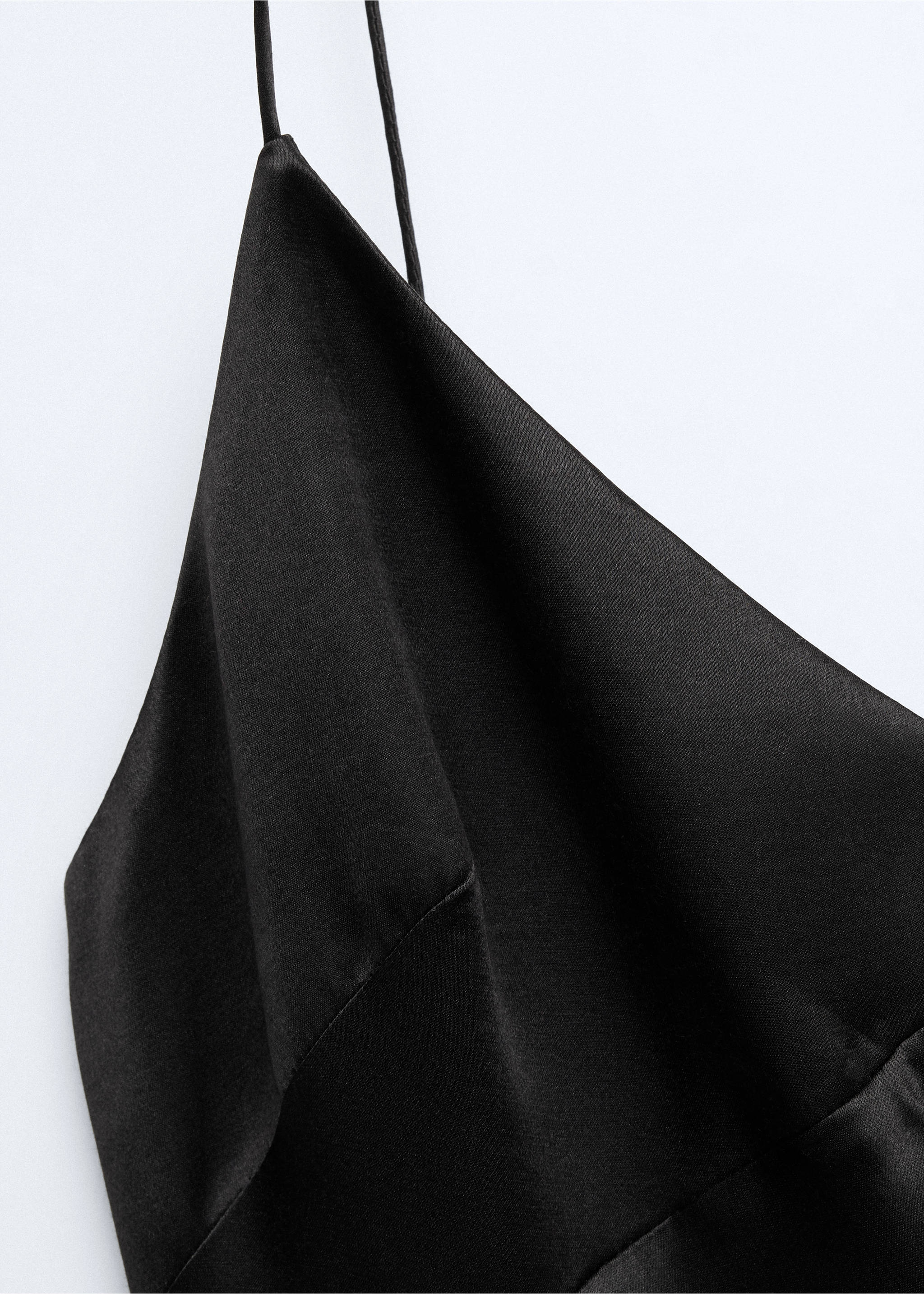 Silk V-neck dress - Details of the article 8, Black. Ref: 37045867-00.