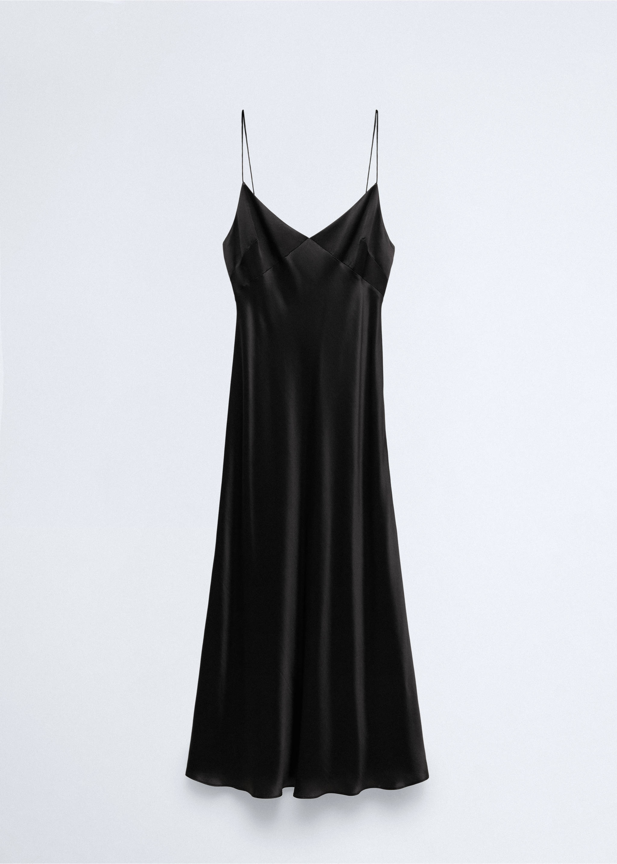 Silk V-neck dress - Article without model, Black. Ref: 37045867-00.