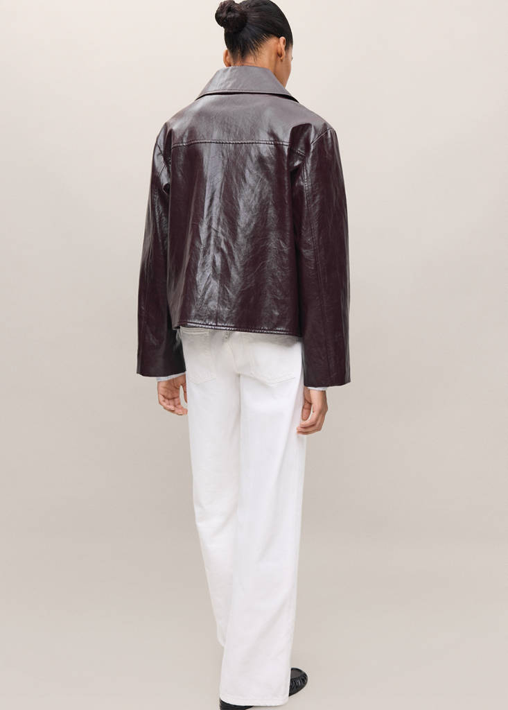 Faux leather jacket with lapel - thumbnail 3