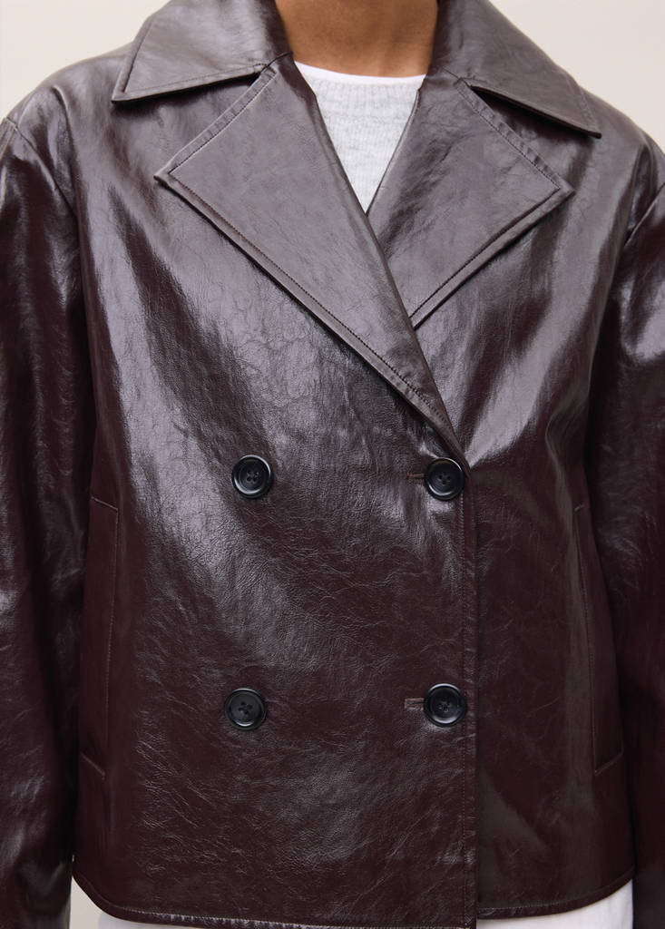 Faux leather jacket with lapel - thumbnail 7