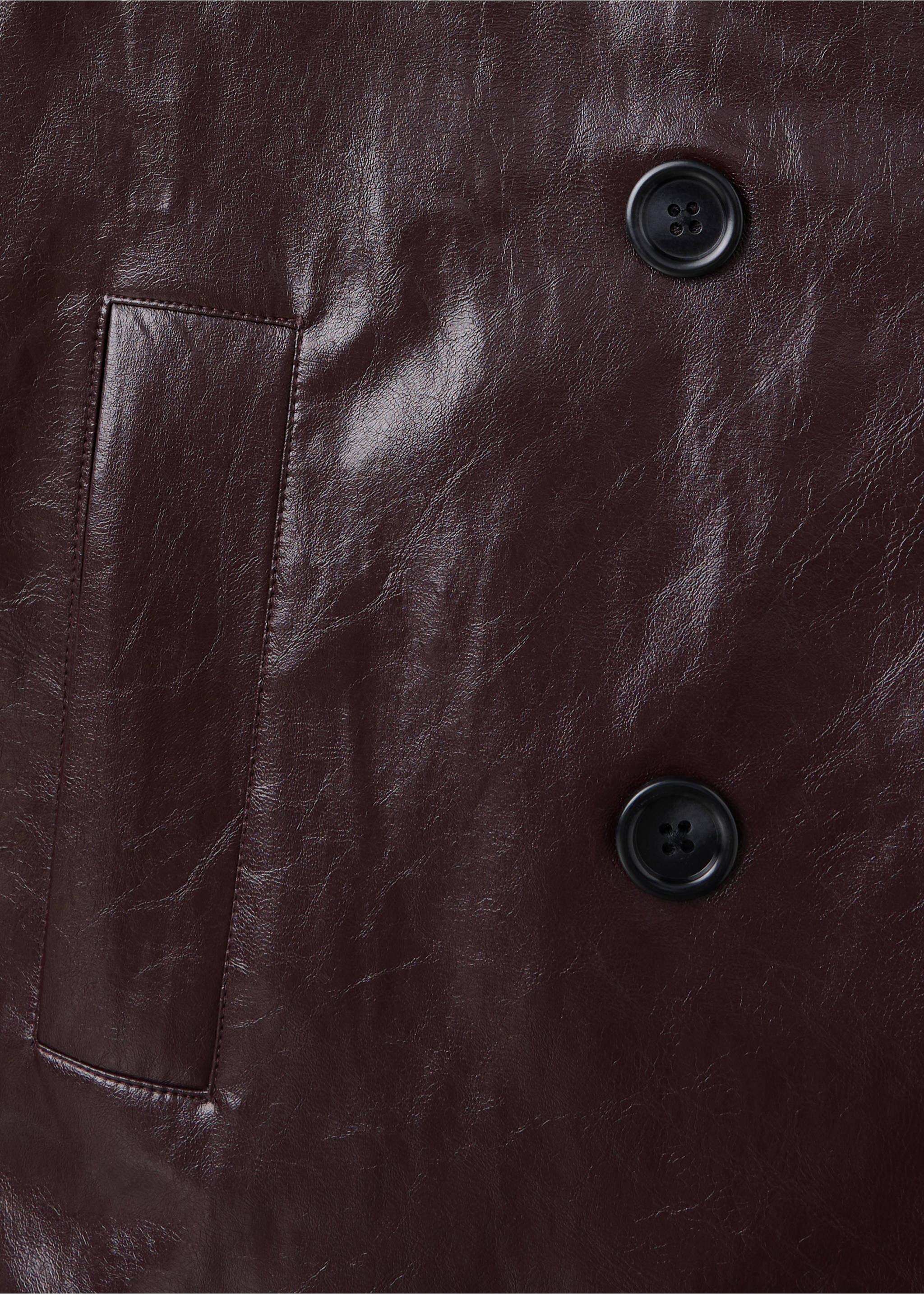 Faux leather jacket with lapel - Details of the article 0, Burgundy. Ref: 37045869-00.