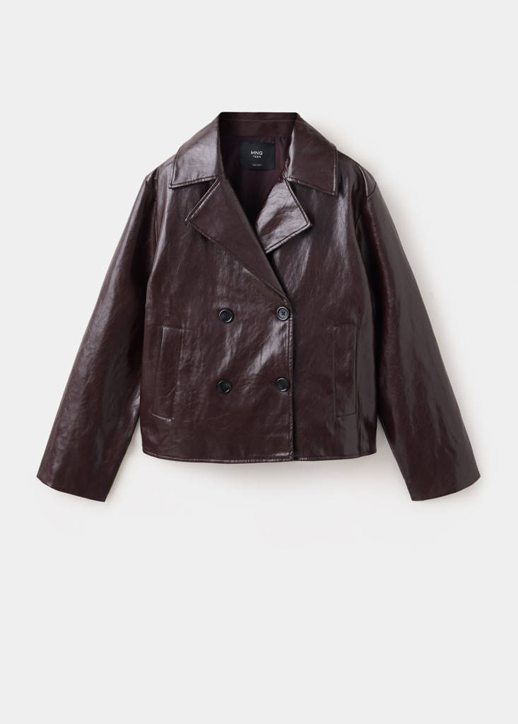 Faux leather jacket with lapel - thumbnail 4