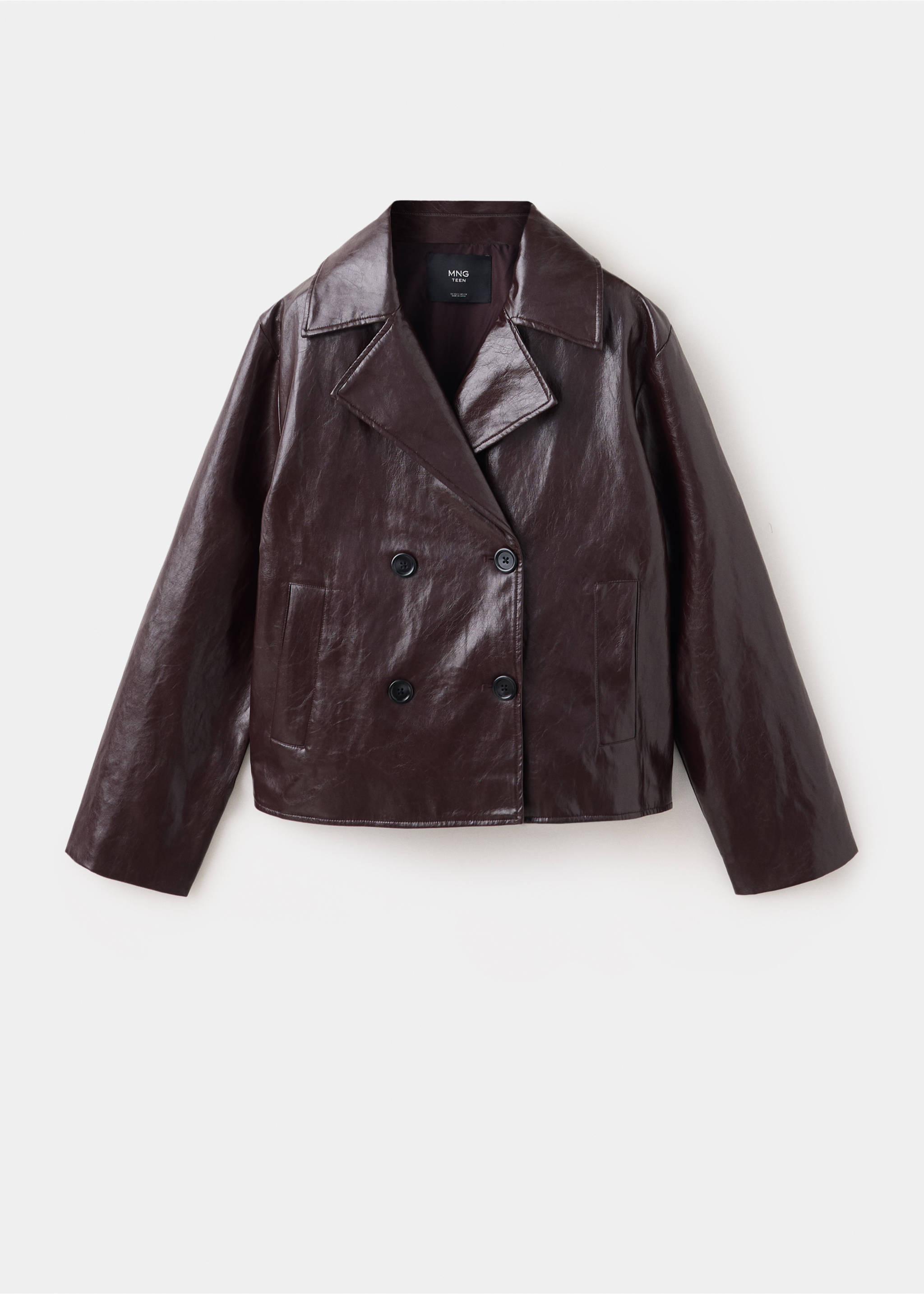 Faux leather jacket with lapel - Article without model, Burgundy. Ref: 37045869-00.