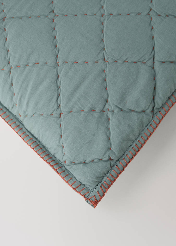 Quilted cushion cover with contrast detail 40 x 40 cm — Forest Green