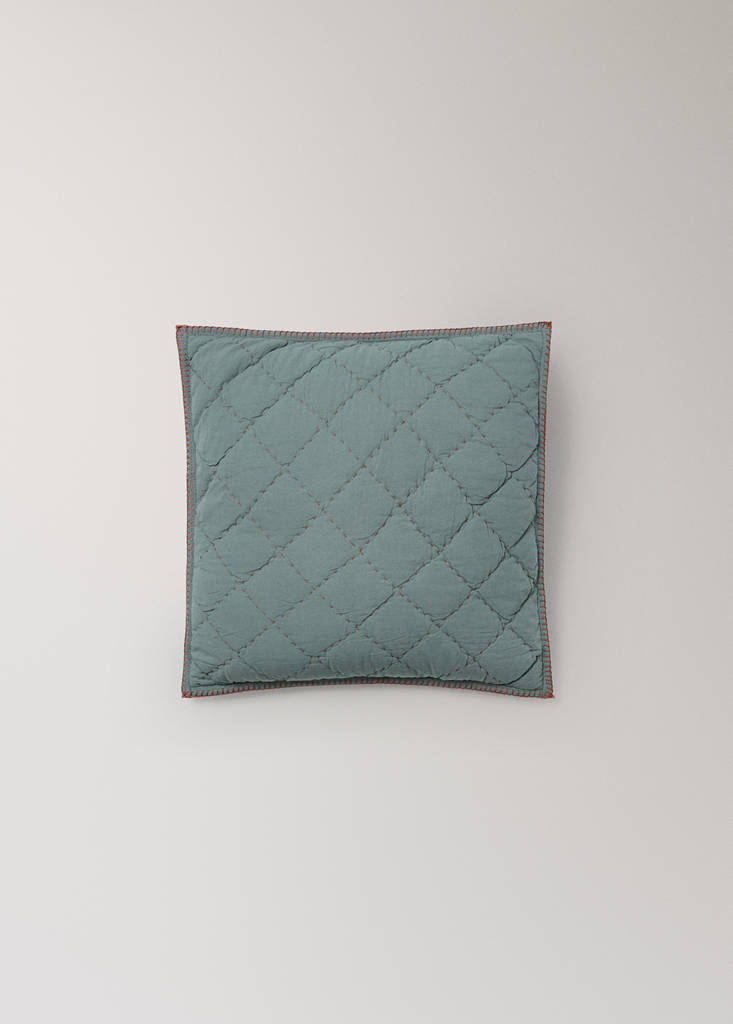 Quilted cushion cover with contrast detail 40 x 40 cm — Forest Green