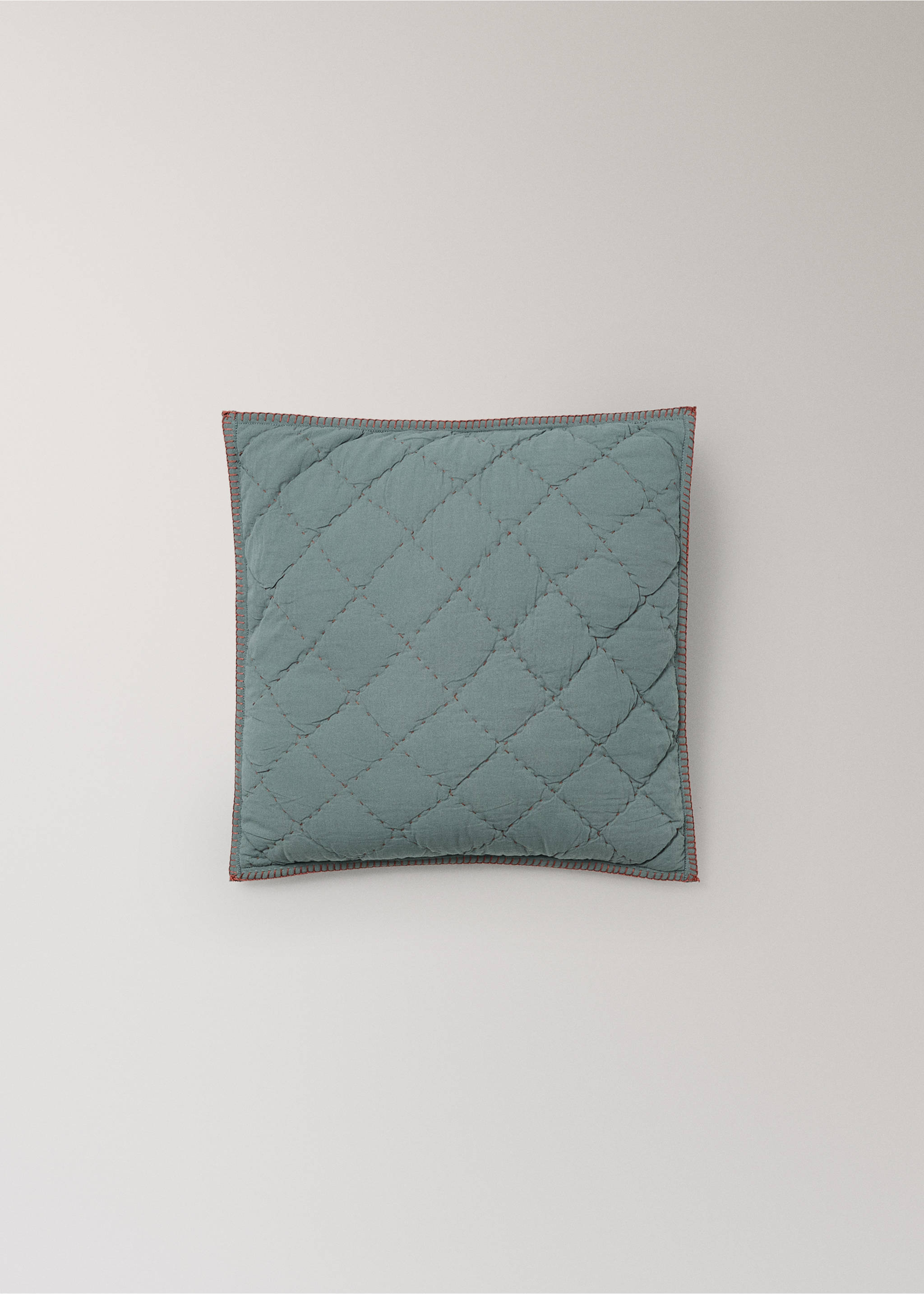 Quilted cushion cover with contrast detail 40 x 40 cm - Article without model, Forest Green. Ref: 37045872-00.