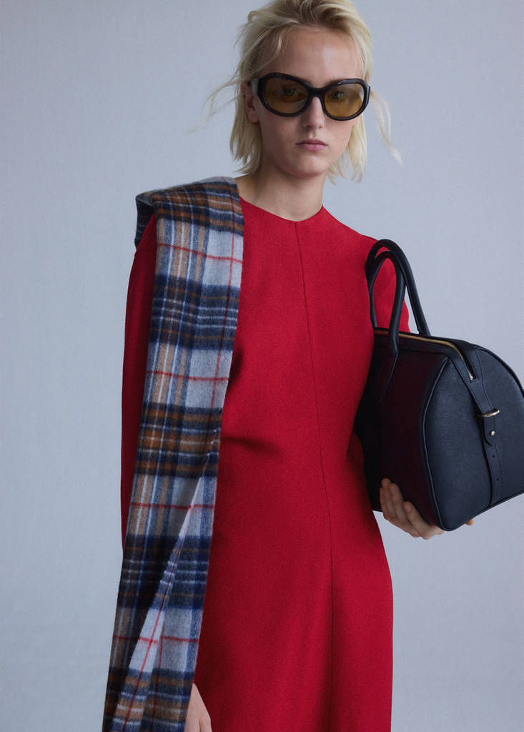 Knitted dress with gathered detail — Red
