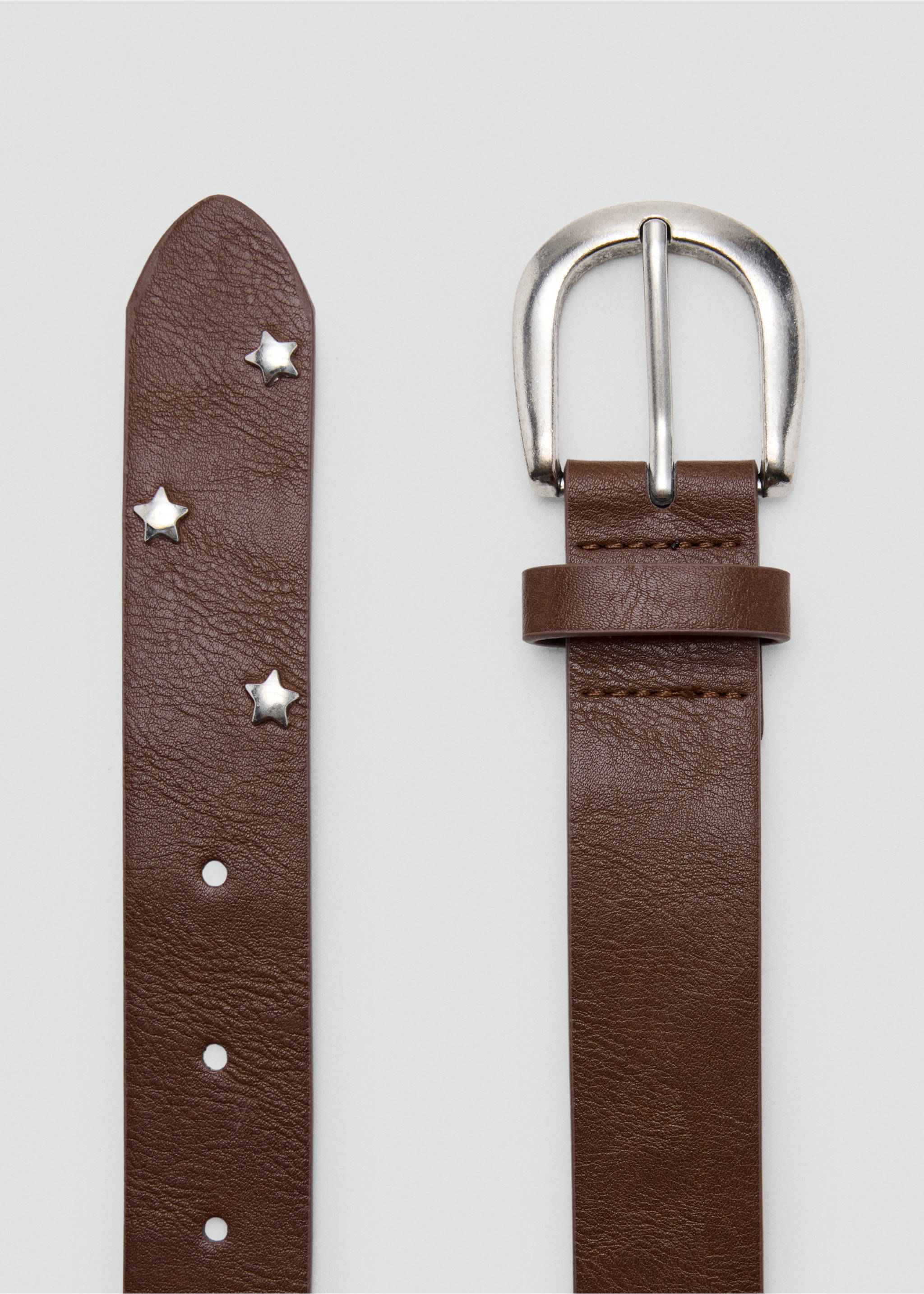 Star stud belt - Details of the article 1, Medium Brown. Ref: 37045877-00.