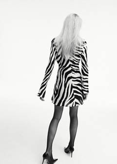 Zebra-print dress with flared sleeves — Black 3